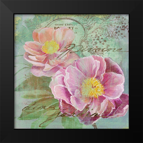 Peony Garden I Black Modern Wood Framed Art Print by Art Licensing Studio