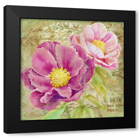 Peony Garden II Black Modern Wood Framed Art Print with Double Matting by Art Licensing Studio