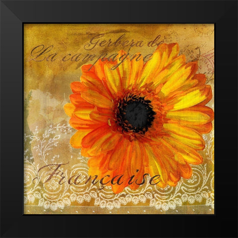 Gerbera Francaise Black Modern Wood Framed Art Print by Art Licensing Studio