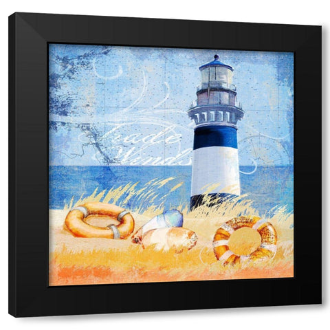 Trade Winds Lighthouse Black Modern Wood Framed Art Print with Double Matting by Art Licensing Studio
