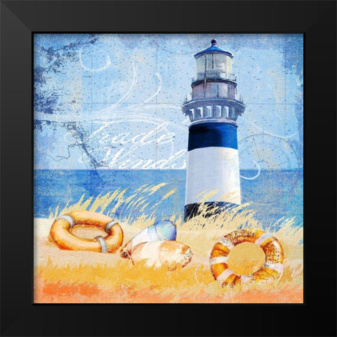 Trade Winds Lighthouse Black Modern Wood Framed Art Print by Art Licensing Studio