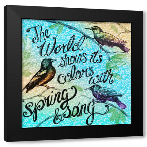 Birdie Words 1 Black Modern Wood Framed Art Print by Art Licensing Studio