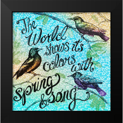 Birdie Words 1 Black Modern Wood Framed Art Print by Art Licensing Studio