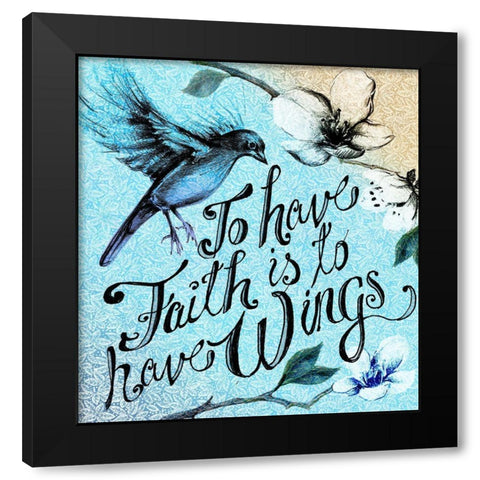 Birdie Words 2 Black Modern Wood Framed Art Print by Art Licensing Studio