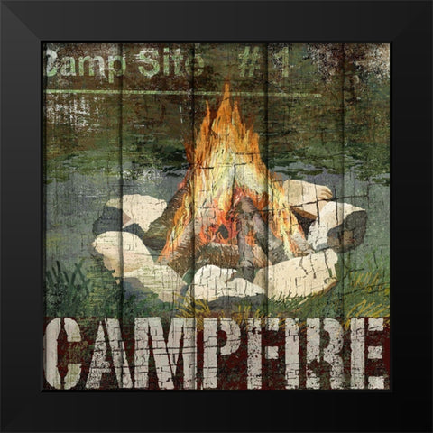 Open Season Campfire Black Modern Wood Framed Art Print by Art Licensing Studio