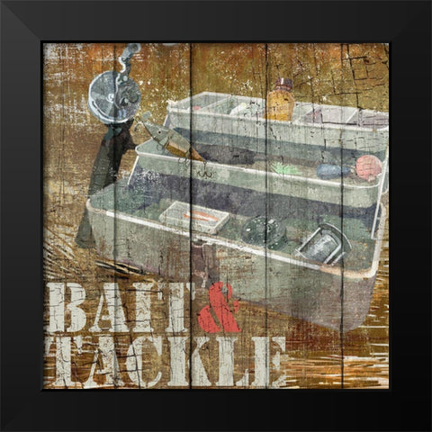 Open Season Tackle Black Modern Wood Framed Art Print by Art Licensing Studio
