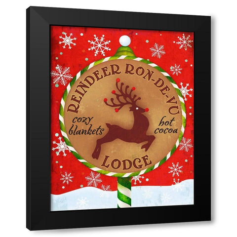 Reindeer Lodge Black Modern Wood Framed Art Print by Art Licensing Studio