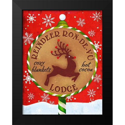 Reindeer Lodge Black Modern Wood Framed Art Print by Art Licensing Studio