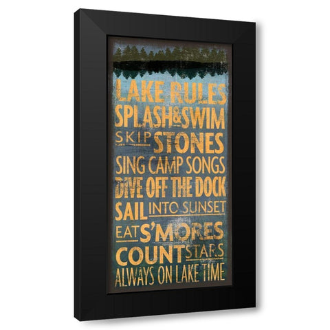 Lake Rules Black Modern Wood Framed Art Print by Art Licensing Studio