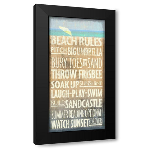 Beach Rules Black Modern Wood Framed Art Print with Double Matting by Art Licensing Studio