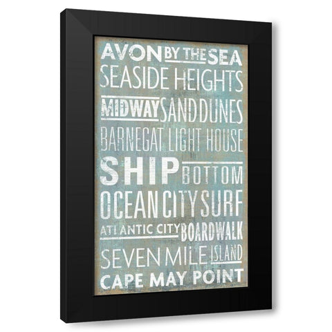 Jersey Shore Sites Black Modern Wood Framed Art Print by Art Licensing Studio
