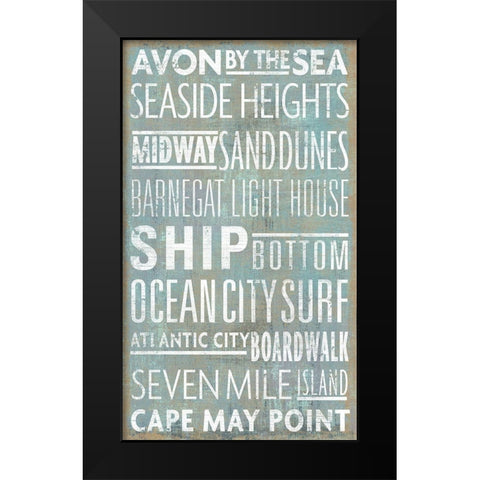 Jersey Shore Sites Black Modern Wood Framed Art Print by Art Licensing Studio