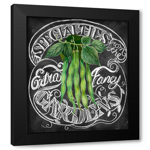 Chalkboard Green Beans Black Modern Wood Framed Art Print with Double Matting by Art Licensing Studio