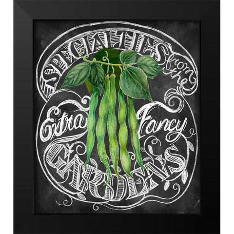 Chalkboard Green Beans Black Modern Wood Framed Art Print by Art Licensing Studio