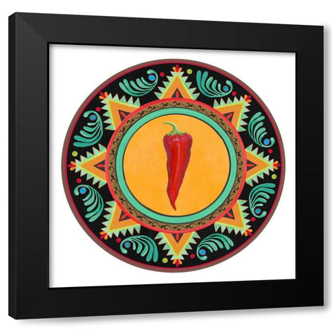 Talavera Tex-mex 1 Black Modern Wood Framed Art Print by Art Licensing Studio