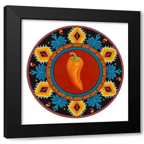 Talavera Tex-mex II Black Modern Wood Framed Art Print with Double Matting by Art Licensing Studio