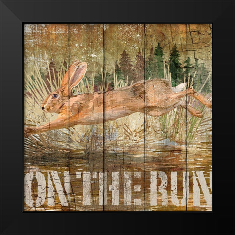 Rabbit on the Run Black Modern Wood Framed Art Print by Art Licensing Studio