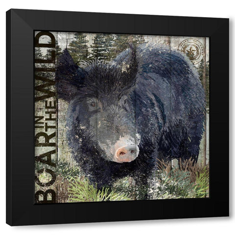 Boar in the Wild Black Modern Wood Framed Art Print with Double Matting by Art Licensing Studio