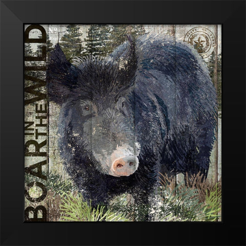 Boar in the Wild Black Modern Wood Framed Art Print by Art Licensing Studio