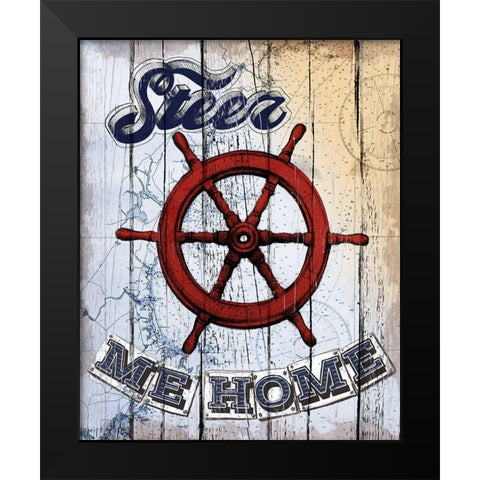 Shipwheel Black Modern Wood Framed Art Print by Art Licensing Studio