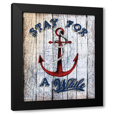 Stay Anchor Black Modern Wood Framed Art Print by Art Licensing Studio