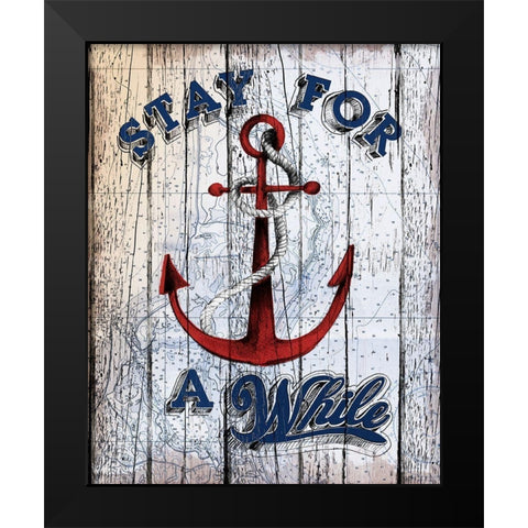 Stay Anchor Black Modern Wood Framed Art Print by Art Licensing Studio