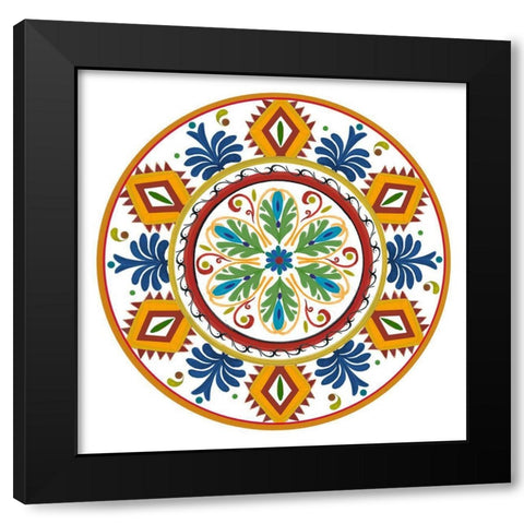 Talavera de Moda II Black Modern Wood Framed Art Print with Double Matting by Art Licensing Studio