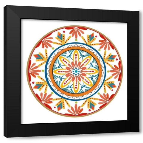 Talavera de Moda III Black Modern Wood Framed Art Print with Double Matting by Art Licensing Studio