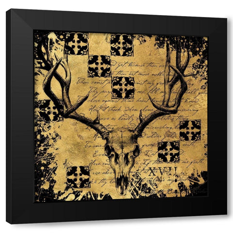 BAndG Deer Skull Black Modern Wood Framed Art Print by Art Licensing Studio