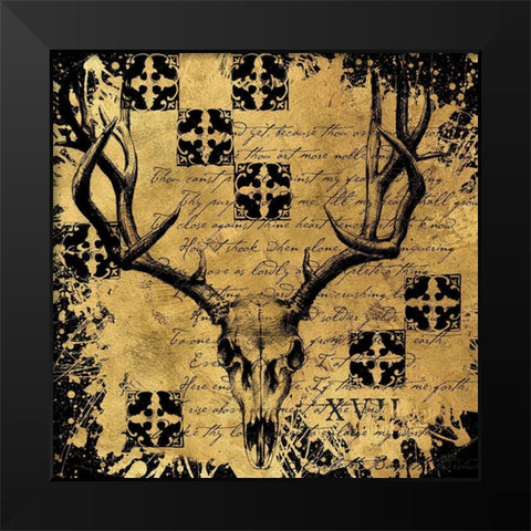BAndG Deer Skull Black Modern Wood Framed Art Print by Art Licensing Studio