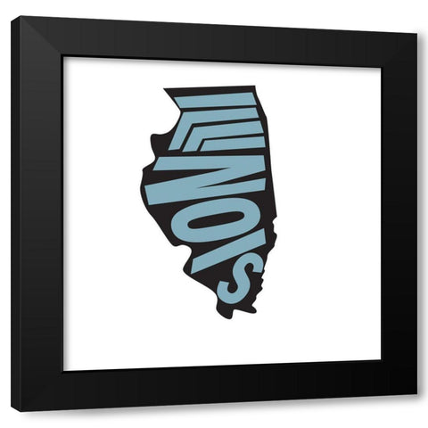 Illinois Black Modern Wood Framed Art Print with Double Matting by Art Licensing Studio