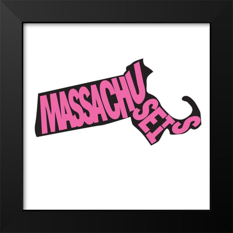 Massachusetts Black Modern Wood Framed Art Print by Art Licensing Studio