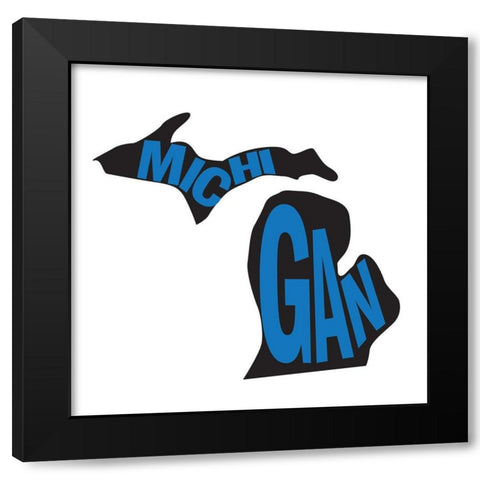 Michigan Black Modern Wood Framed Art Print by Art Licensing Studio