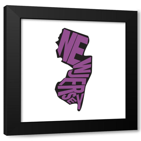 New Jersey Black Modern Wood Framed Art Print with Double Matting by Art Licensing Studio
