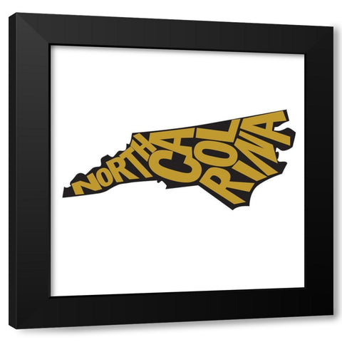 North Carolina Black Modern Wood Framed Art Print by Art Licensing Studio