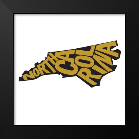 North Carolina Black Modern Wood Framed Art Print by Art Licensing Studio
