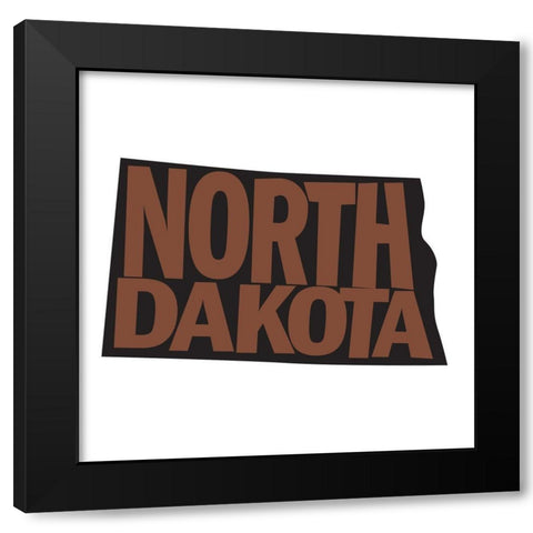 North Dakota Black Modern Wood Framed Art Print by Art Licensing Studio