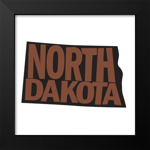 North Dakota Black Modern Wood Framed Art Print by Art Licensing Studio