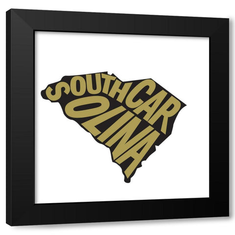 South Carolina Black Modern Wood Framed Art Print with Double Matting by Art Licensing Studio
