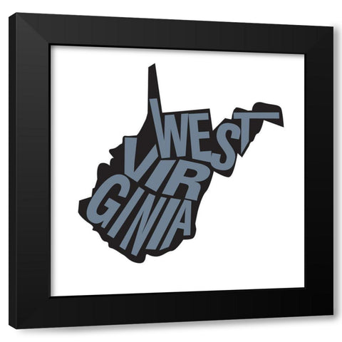West Virgina Black Modern Wood Framed Art Print with Double Matting by Art Licensing Studio