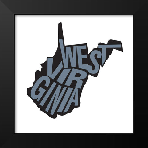West Virgina Black Modern Wood Framed Art Print by Art Licensing Studio