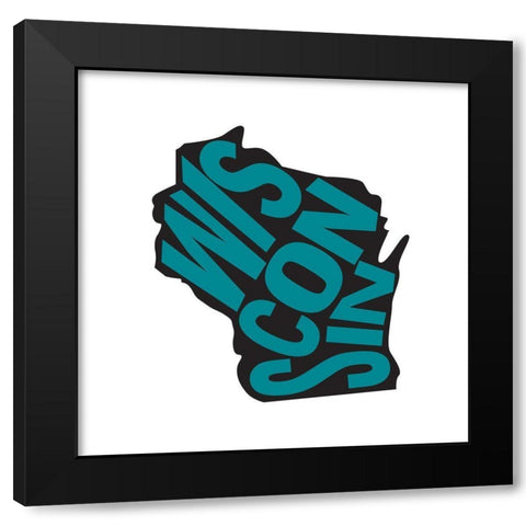Wisconsin Black Modern Wood Framed Art Print by Art Licensing Studio
