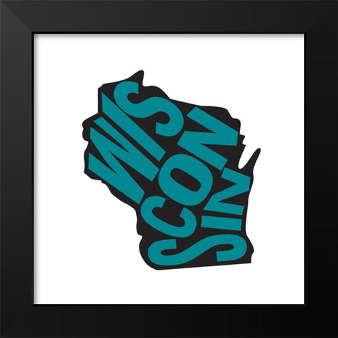 Wisconsin Black Modern Wood Framed Art Print by Art Licensing Studio