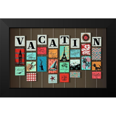 Vacation on Strings Black Modern Wood Framed Art Print by Art Licensing Studio