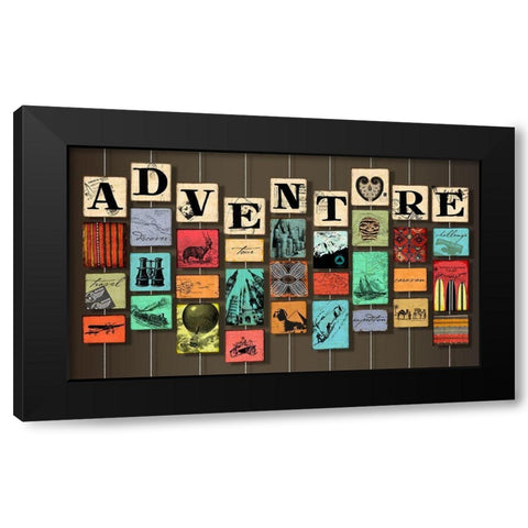Adventure on Strings Black Modern Wood Framed Art Print by Art Licensing Studio