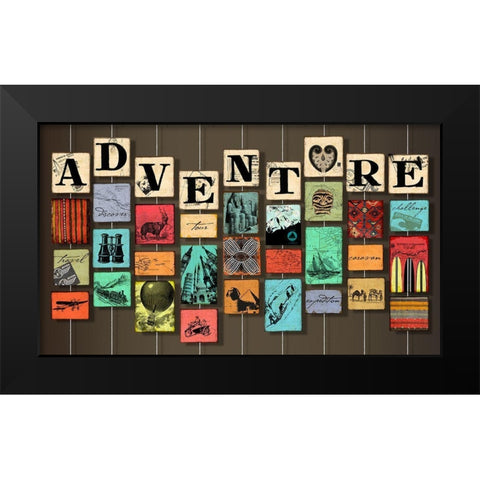 Adventure on Strings Black Modern Wood Framed Art Print by Art Licensing Studio