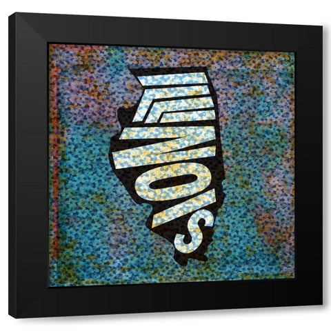 Illinois Black Modern Wood Framed Art Print with Double Matting by Art Licensing Studio