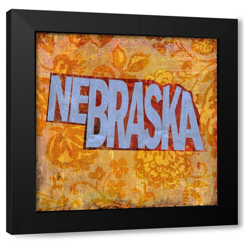 Nebraska Black Modern Wood Framed Art Print by Art Licensing Studio