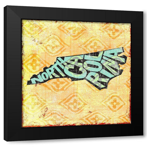 North Carolina Black Modern Wood Framed Art Print with Double Matting by Art Licensing Studio