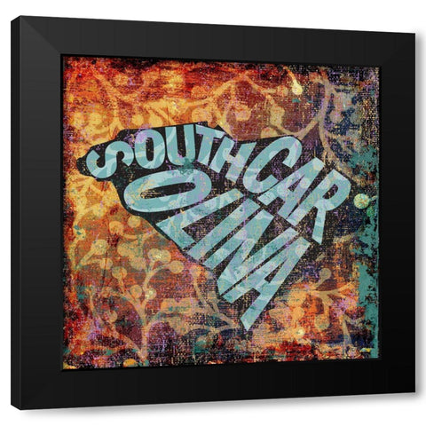 South Carolina Black Modern Wood Framed Art Print with Double Matting by Art Licensing Studio